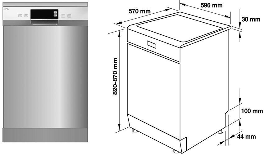 Thông số kỹ thuật của máy rửa bát Hafele HDW-F60E 538.21.200