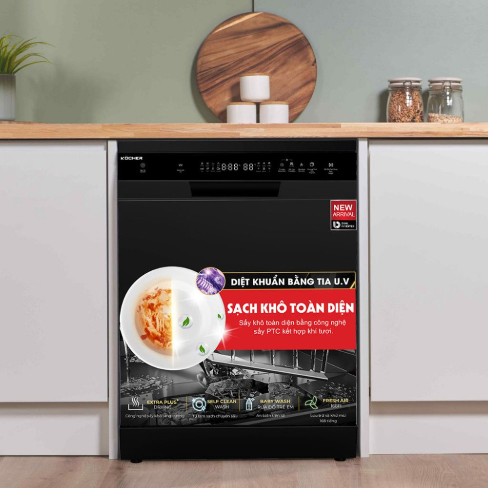 Máy rửa bát Kocher KDEU-X16B - Hàng chính hãng