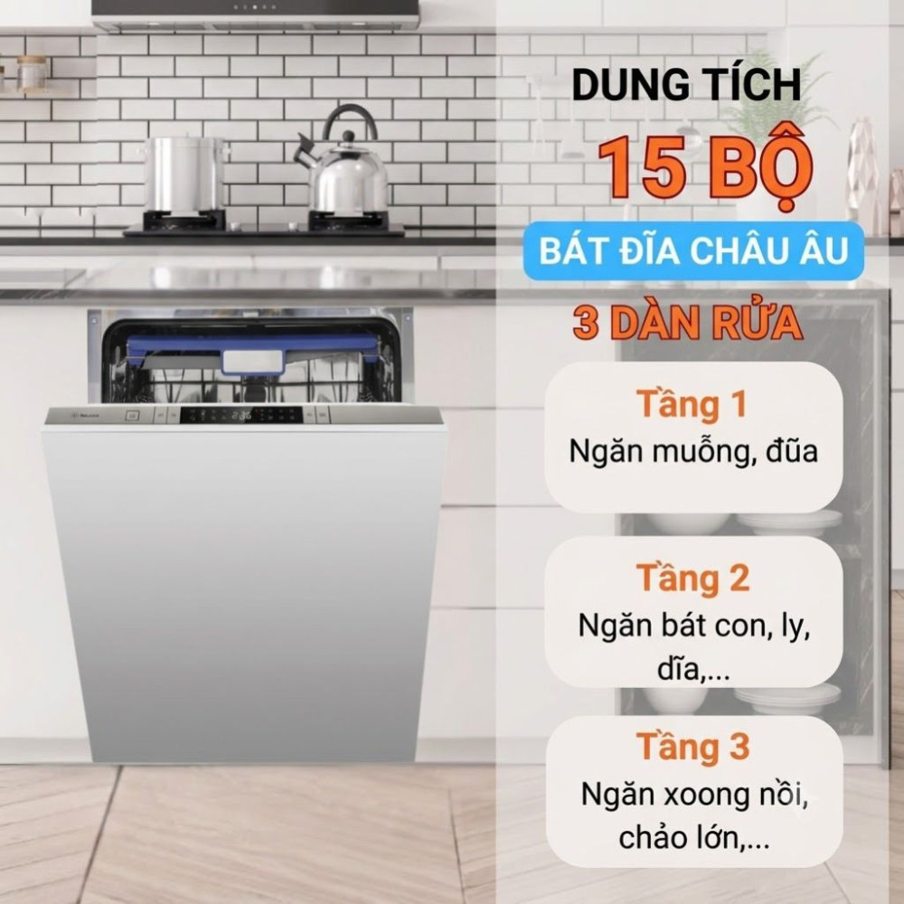 Máy rửa chén âm tủ Malloca MDW14-7713AD - Hàng chính hãng