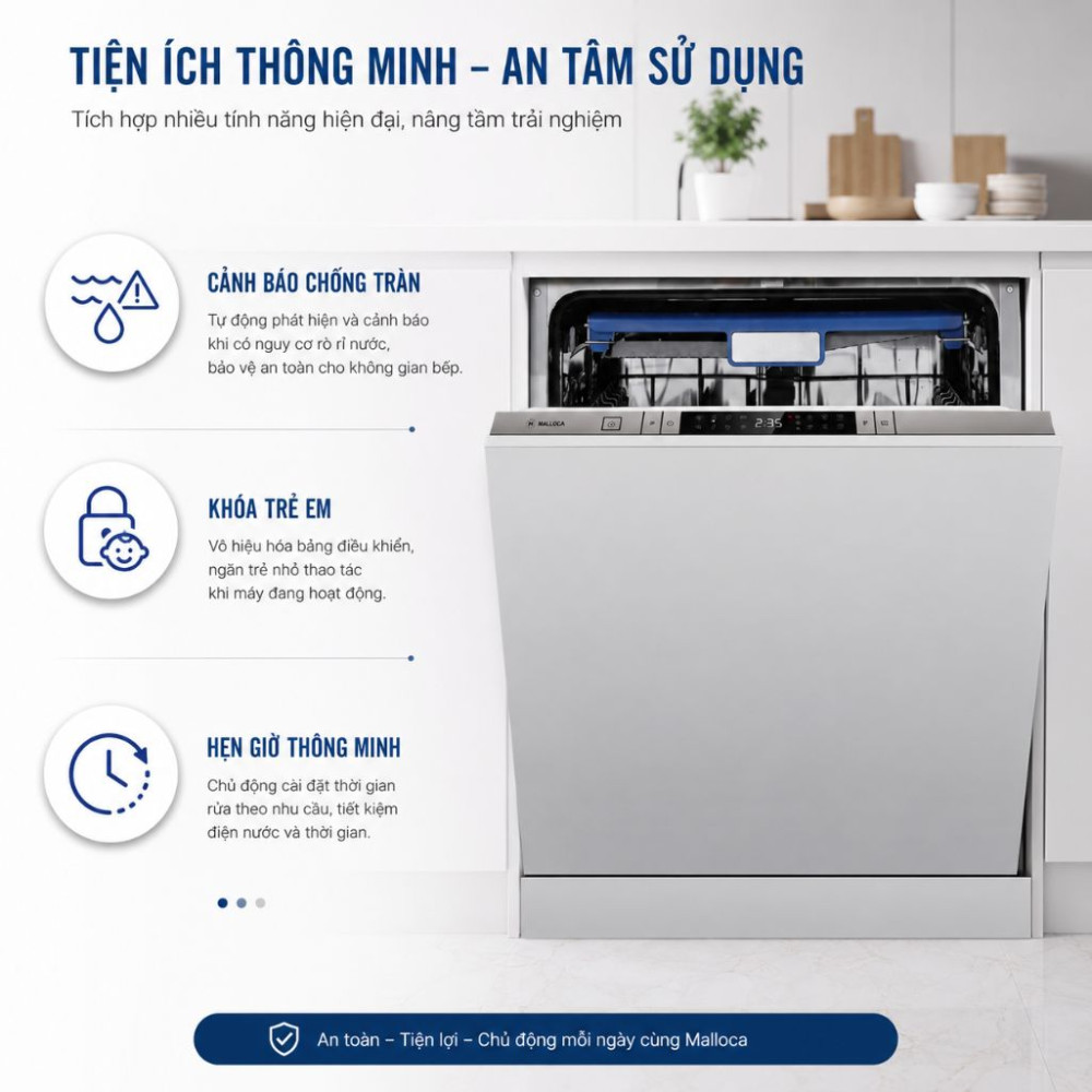 Máy rửa chén âm tủ Malloca MDW14-7713AD - Hàng chính hãng