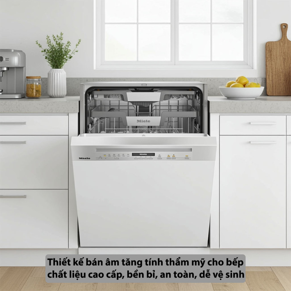 Máy rửa bát bán âm Miele G 7210 SCi CleanSteel thiết kế bán âm sang trọng, chất liệu bền đẹp
