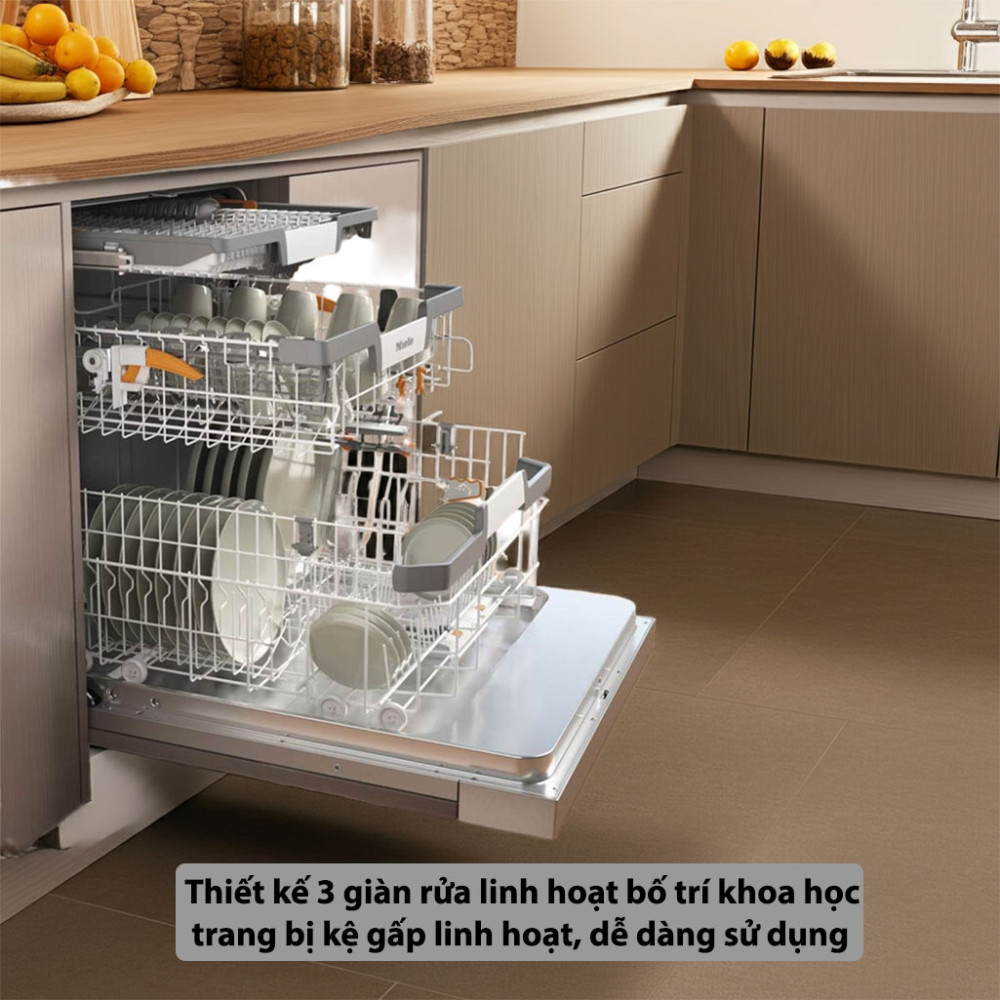 Máy rửa bát bán âm Miele G 7210 SCi CleanSteel thiết kế giàn rửa khoa học, tiện lợi