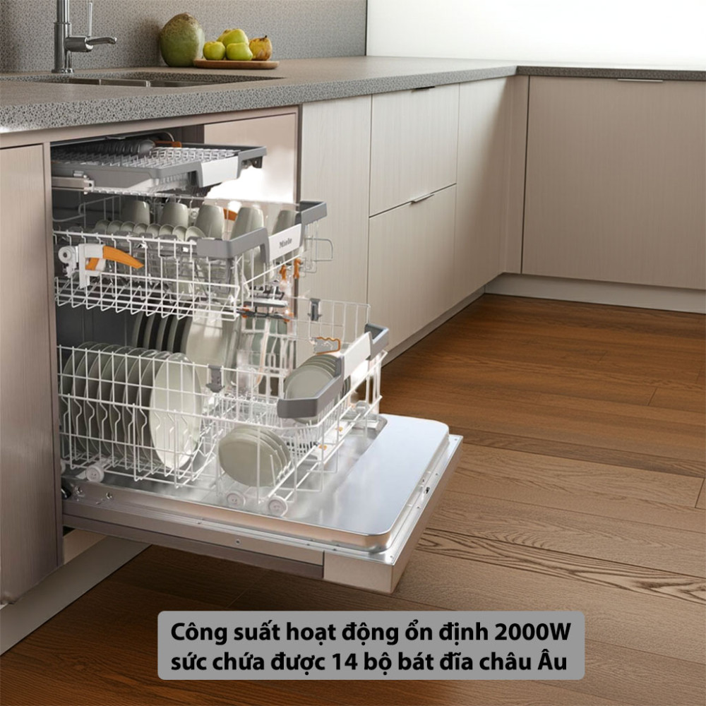 Máy rửa bát bán âm Miele G 7210 SCi CleanSteel công suất mạnh mẽ sức chứa được lớn