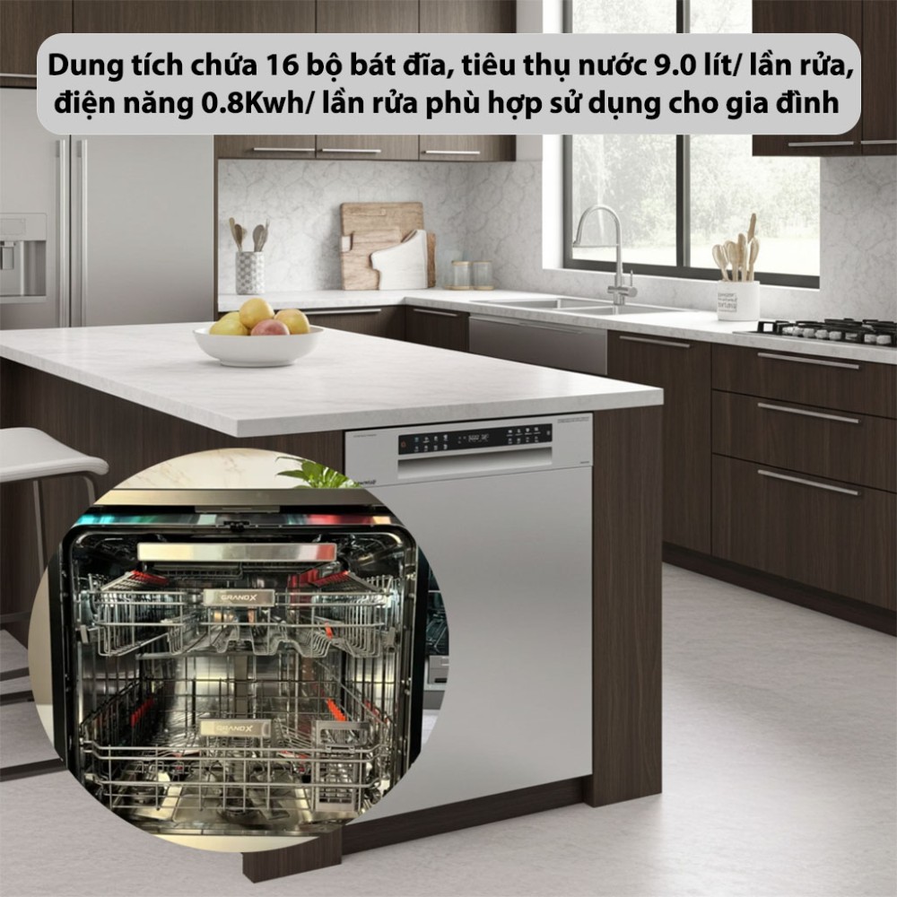 Máy rửa bát bán âm tủ GrandX SMI8GX82 - Hàng chính hãng