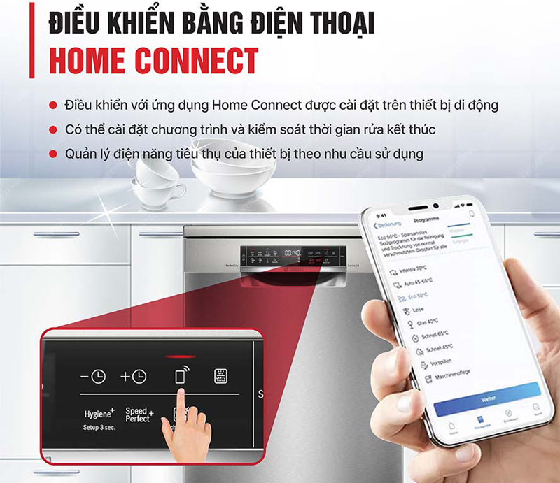 Điều khiển từ xa bằng điện thoại thông qua ứng dụng Home Connect
