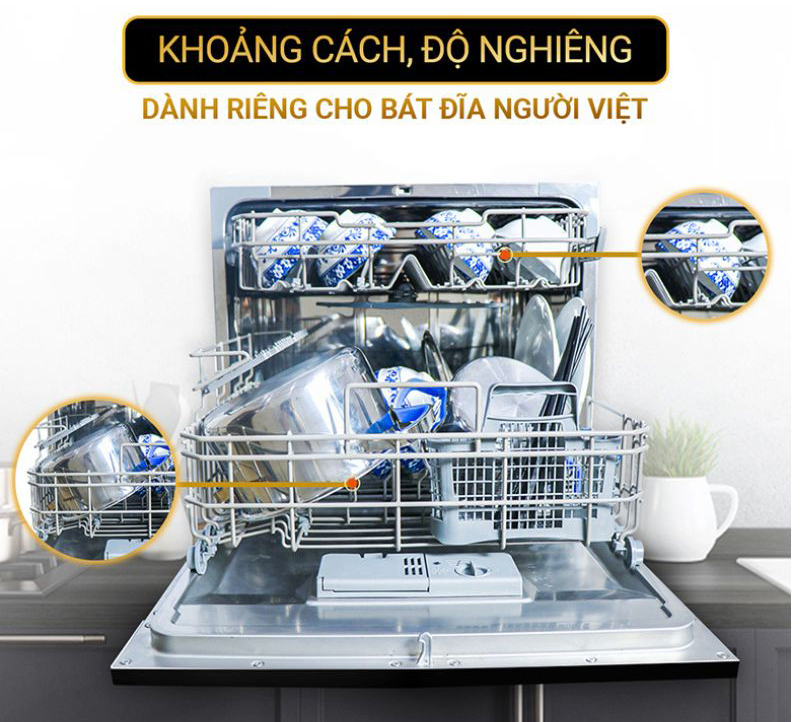 Máy có khả năng rửa được 8 bộ bát đĩa Châu Âu