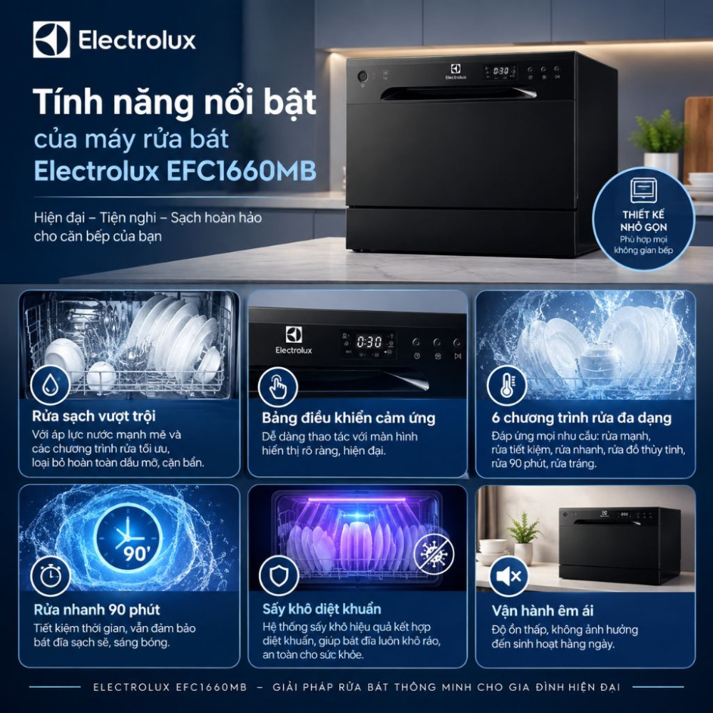 Máy rửa bát để bàn Electrolux EFC1660MB - Hàng chính hãng