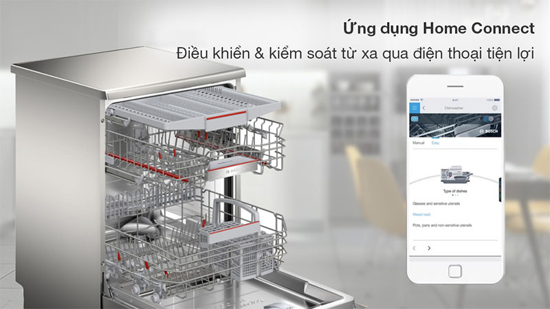 Ứng dụng Home Connect của Máy rửa chén độc lập Bosch SMS6ZCI37Q