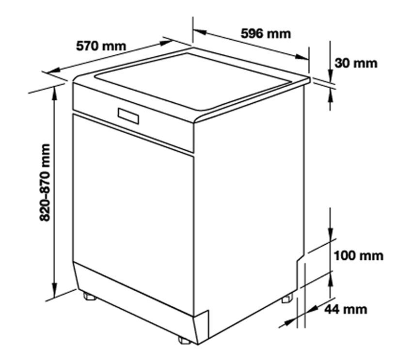 Kích thước của máy rửa bát độc lập Hafele HDW-F60D 533.23.250