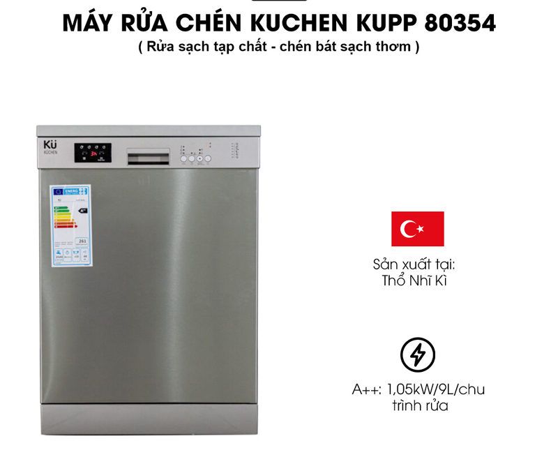 Máy rửa bát độc lập Kuchen KUPP-80354 - Hàng chính hãng