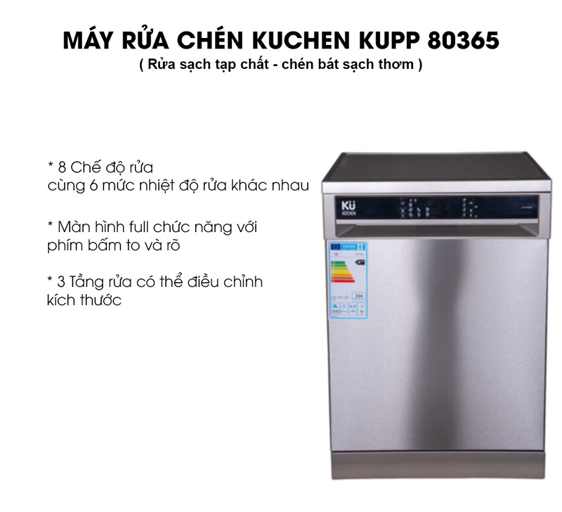 Máy rửa bát độc lập Kuchen KUPP-80365 - Hàng chính hãng