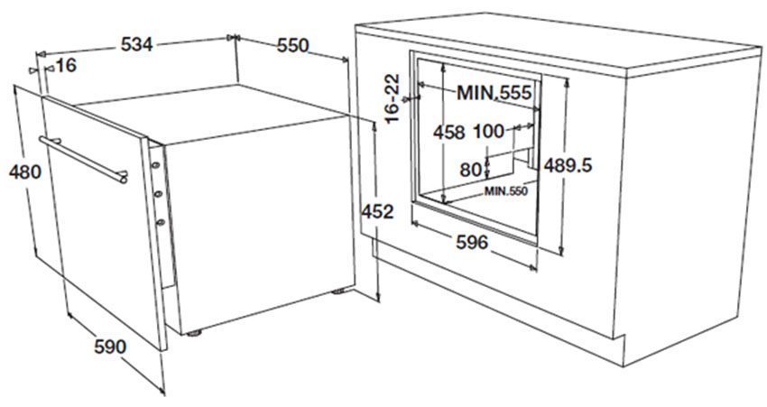Thông số kĩ thuật của máy rửa bát mini Hafele HDW-I50A 538.21.240