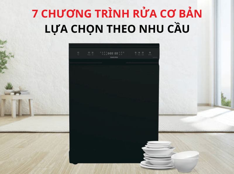 Có 7 chương trình rửa tích hợp hỗ trợ việc rửa chén hiệu quả