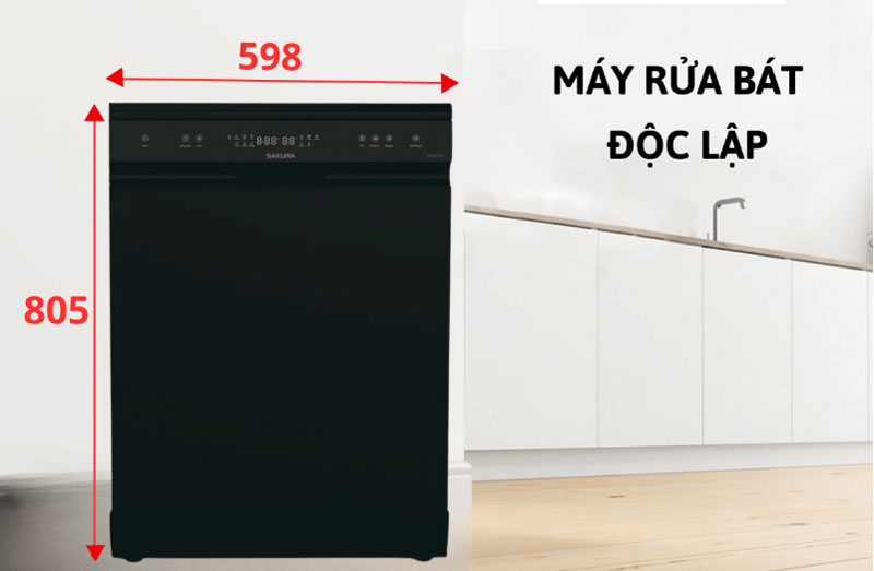 Kích thước của máy rửa chén Sakura SCE-W1701 