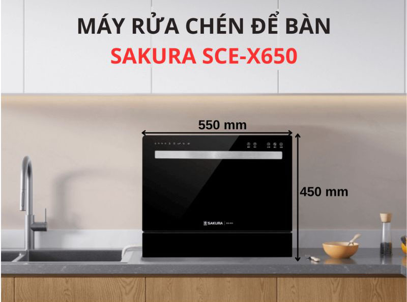 Kích thước của máy rửa bát Sakura SCE-X650