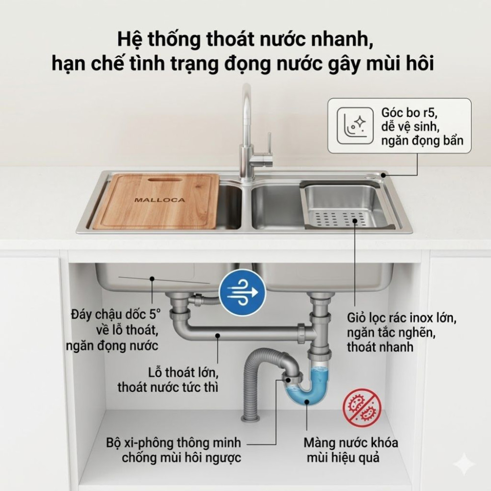 Chậu rửa chén Malloca Slide MS 781 - Hàng chính hãng