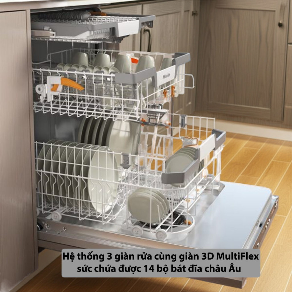Máy rửa chén âm tủ Miele G-7197 SCVI XXL AutoDos sức chứa được 14 bộ bát đĩa châu Âu