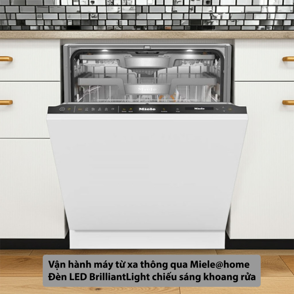 Máy rửa bát âm tủ Miele G 7790 SCVi AutoDos K20 ứng dụng thông minh, đèn LED chiếu sáng tiết kiệm điện