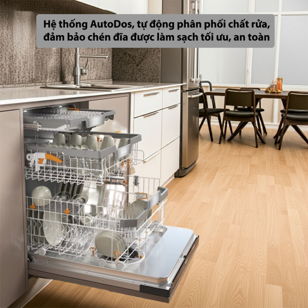 Máy rửa bát âm tủ Miele G 7790 SCVi AutoDos K20 hệ thống AutoDos tiết kiệm chất tẩy rửa