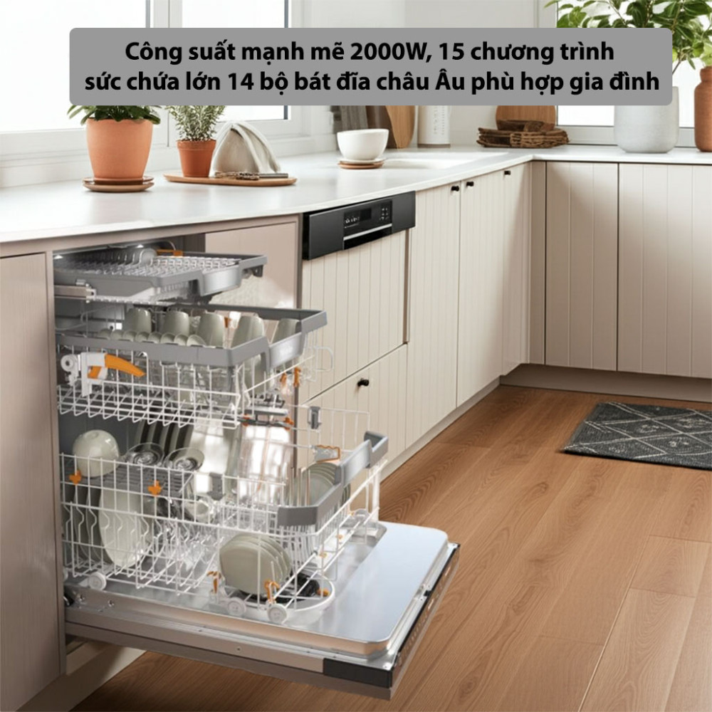 Máy rửa bát âm tủ Miele G 7790 SCVi AutoDos K20 công suất mạnh mẽ, đa dạng chương trình, sức chứa lớn