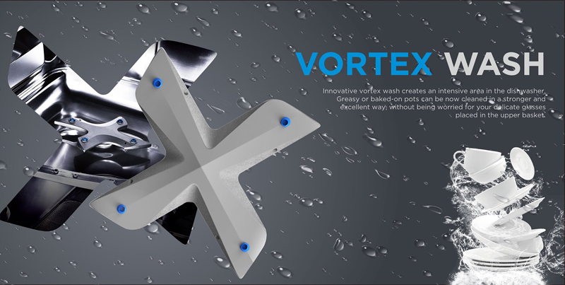 Công nghệ Vortex 4 lốc phun dạng lốc xoáy giúp đánh bay mọi vết bẩn