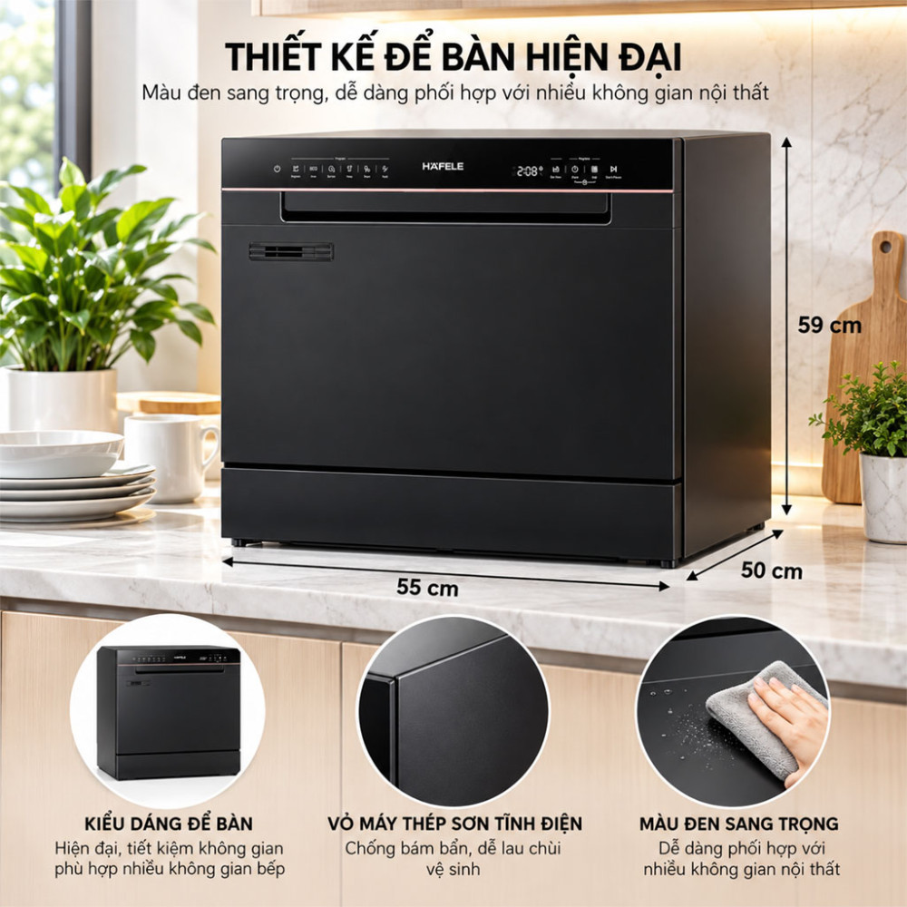 Máy rửa chén để bàn Hafele HDW-T5532B (538.21.341) - Hàng chính hãng