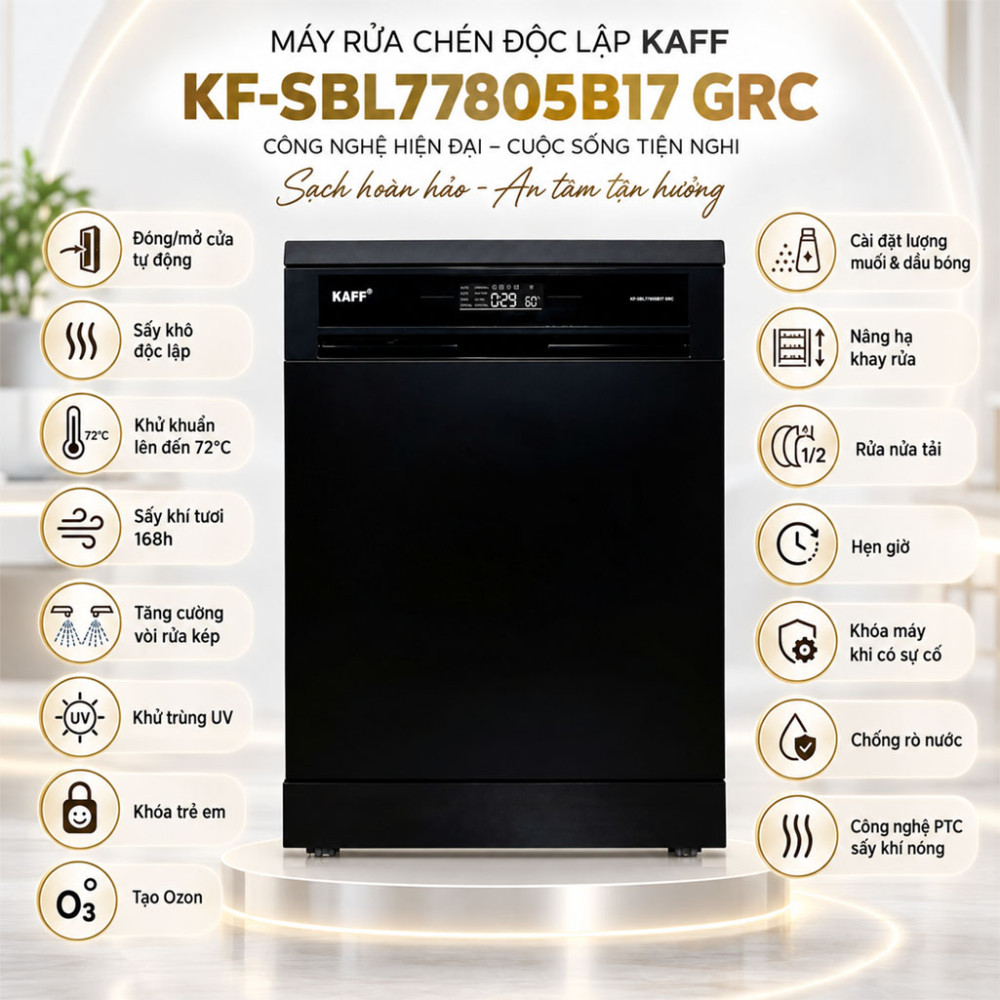 Máy rửa chén độc lập Kaff KF-SBL77805B17 GRC - Hàng chính hãng