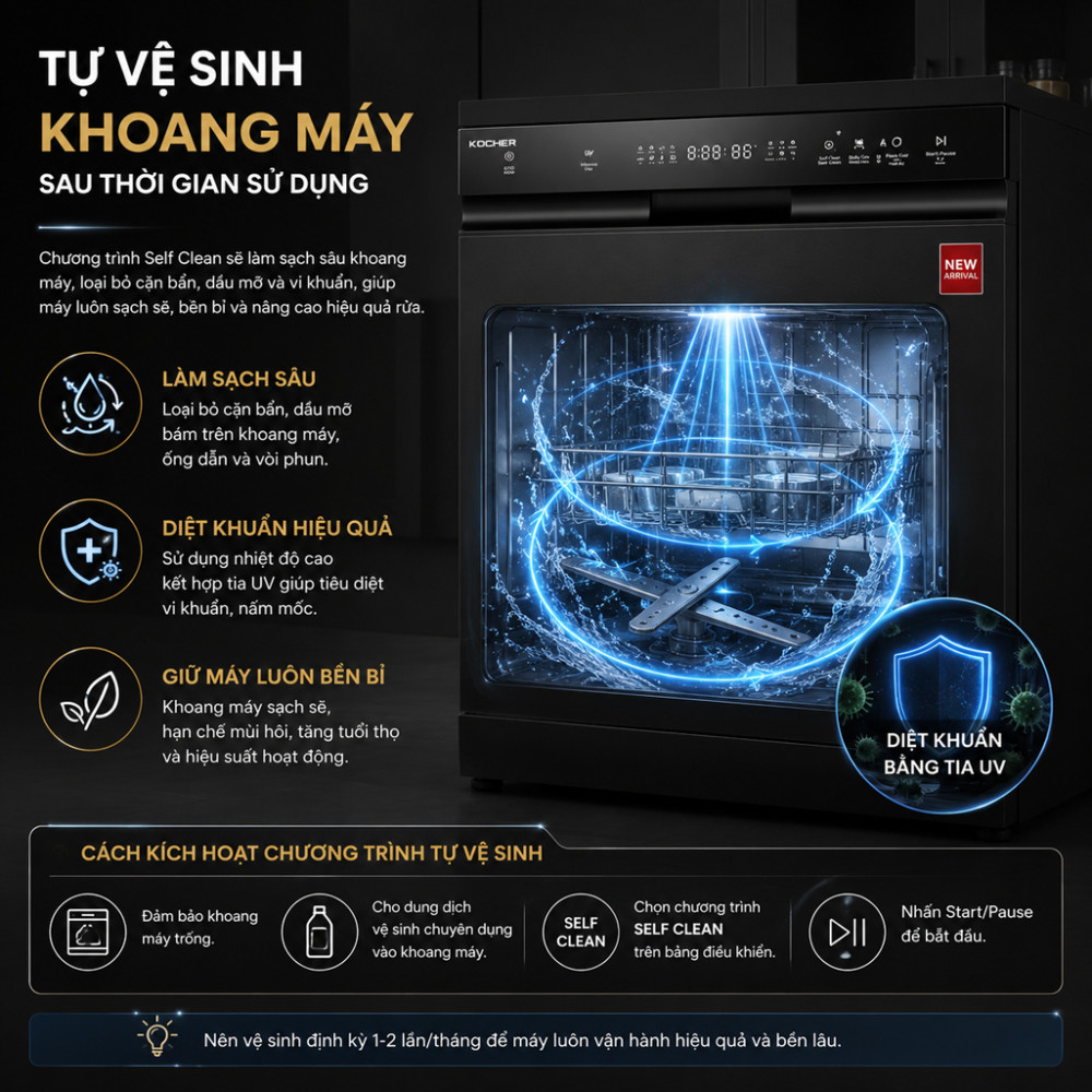 Máy rửa chén độc lập Kocher X15U - Hàng chính hãng
