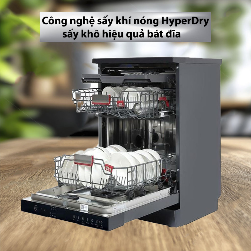 Máy rửa chén độc lập Toshiba DW-15F7(G)-VN công nghệ sấy hiện đại