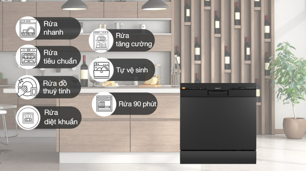 Máy được tích hợp nhiều chương trình rửa