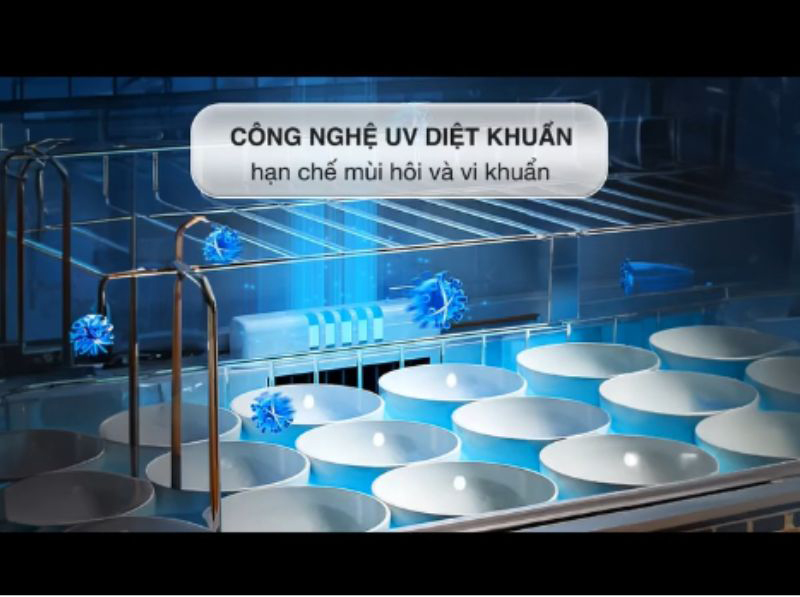 Chế độ bật đèn UV diệt khuẩn cho bát đĩa sạch sẽ, giảm mùi hôi và nấm mốc