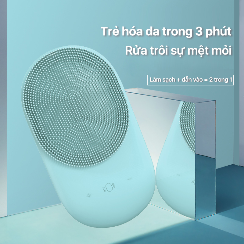 Máy rửa mặt Bomidi FC1, chất liệu nhựa silicone dịu nhẹ với làn da