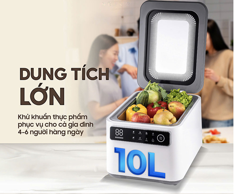 Dung tích 10L làm sạch được lượng lớn thực phẩm trong một lần 