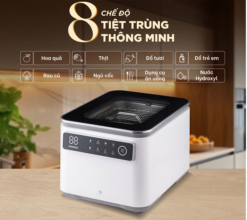 8 chế độ tiệt trùng được thiết lập riêng dành cho từng nhóm thực phẩm