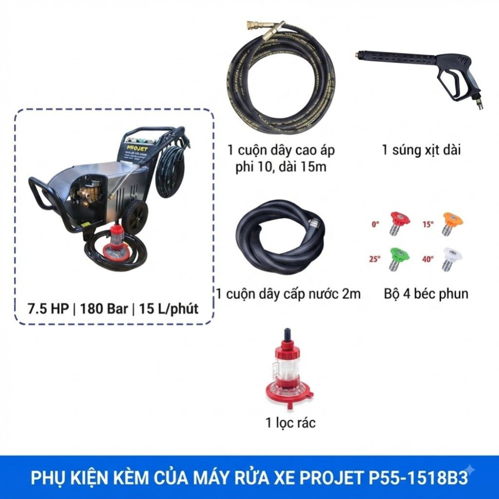 Máy rửa xe cao áp Projet P55-1518B3  - Hàng chính hãng