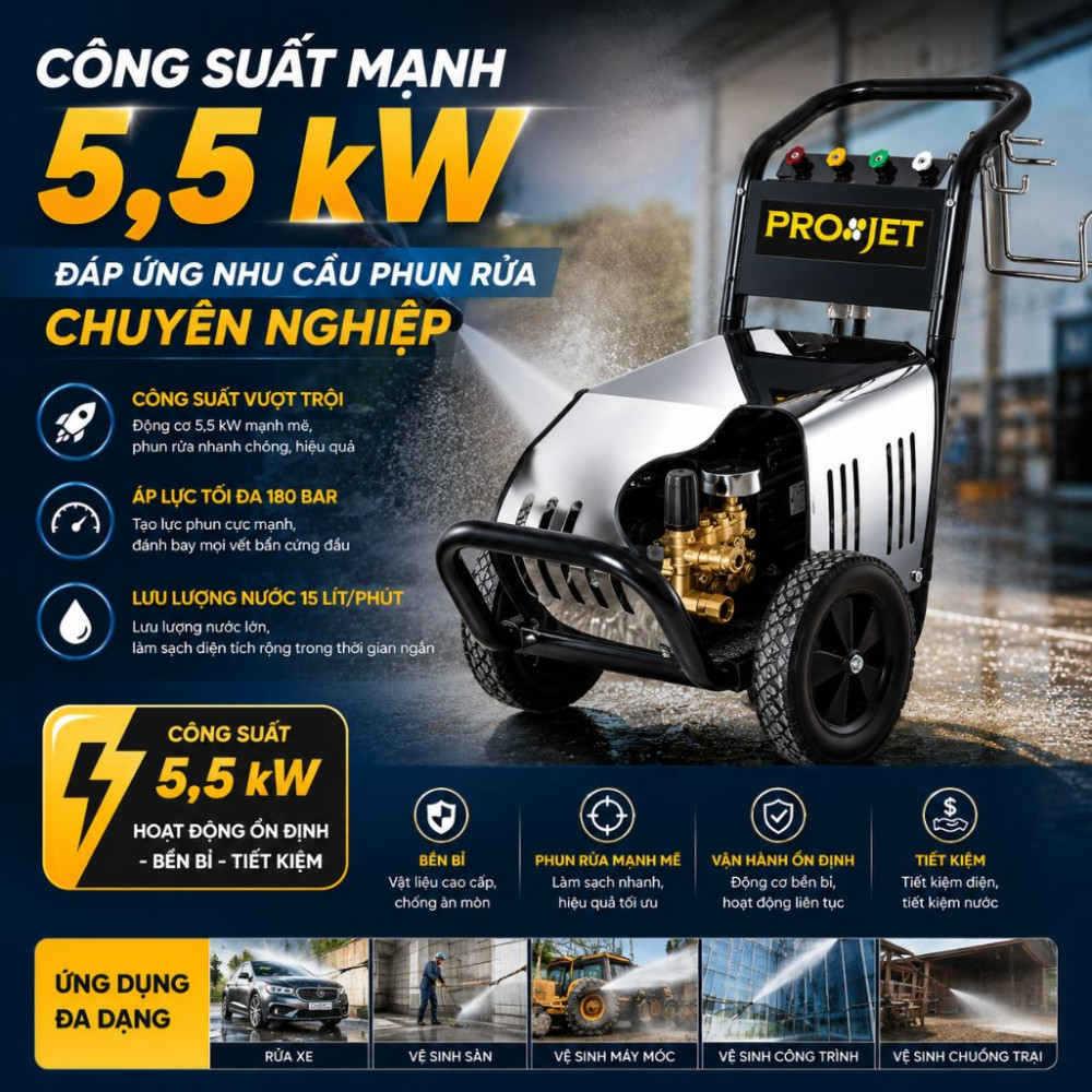 Máy rửa xe cao áp Projet P55-1518B3  - Hàng chính hãng