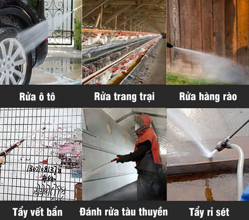 Chuyên dùng để rửa xe, vệ sinh nhà xưởng, kho bãi, công trình xây dựng, …