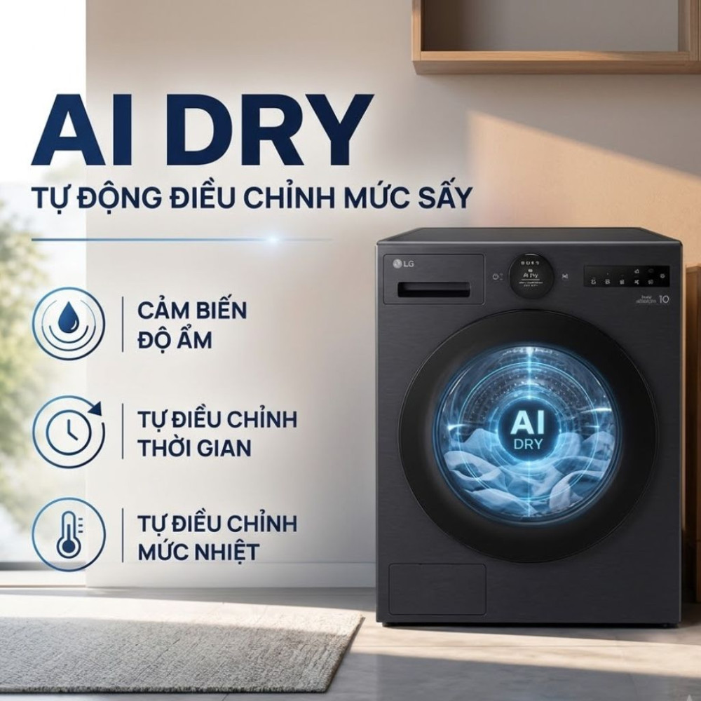 Máy sấy bơm nhiệt LG 12 kg RX12VHP3K - Hàng chính hãng