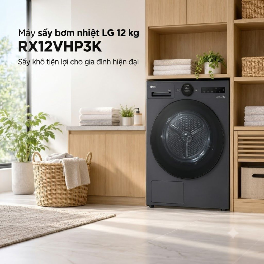 Máy sấy bơm nhiệt LG 12 kg RX12VHP3K - Hàng chính hãng