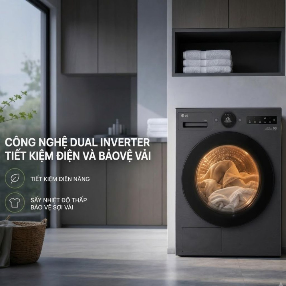 Máy sấy bơm nhiệt LG 12 kg RX12VHP3K - Hàng chính hãng