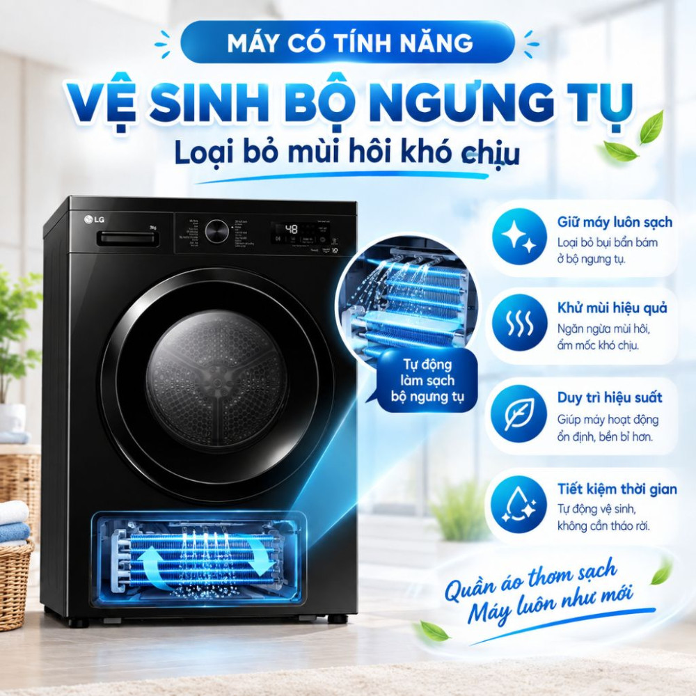 Máy sấy bơm nhiệt LG 9 Kg RB09NHP5O.ANBPEVN - Hàng chính hãng