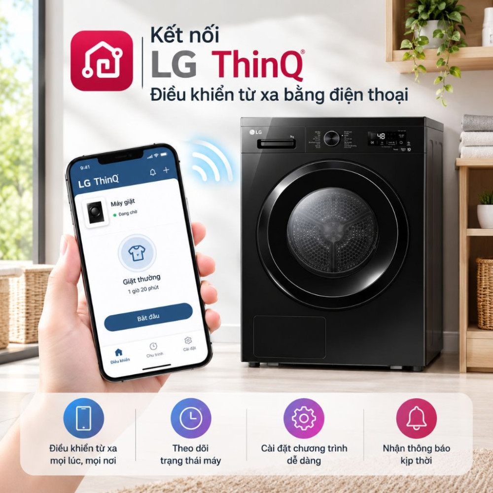 Máy sấy bơm nhiệt LG 9 Kg RB09NHP5O.ANBPEVN - Hàng chính hãng