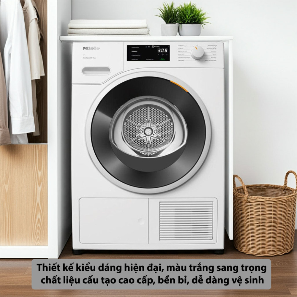 Máy sấy bơm nhiệt Miele 9kg TWD640WP EcoSpeed thiết kế hiện đại, sang trọng, chất liệu bền bỉ