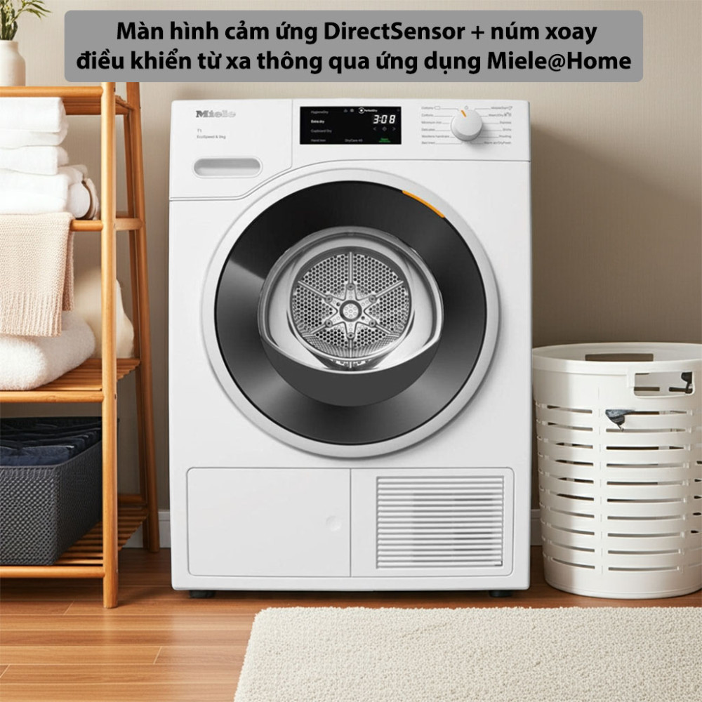 Máy sấy bơm nhiệt Miele 9kg TWD640WP EcoSpeed bảng điều khiển thông minh dễ sử dụng