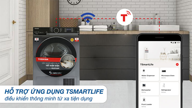 Ứng dụng Tsmartlife của Máy sấy bơm nhiệt Toshiba 10 kg TD-BK110GHV(MK)