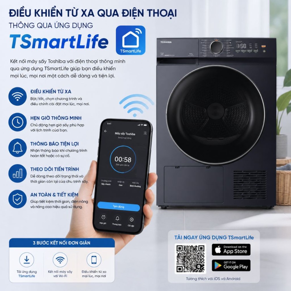 Máy sấy bơm nhiệt Toshiba 8 kg TD-T21B90HWV(MG)  - Hàng chính hãng