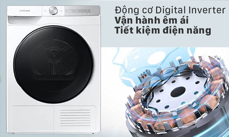 Động cơ Digital Inverter giúp máy giặt vận hành êm ái, tiết kiệm điện năng.