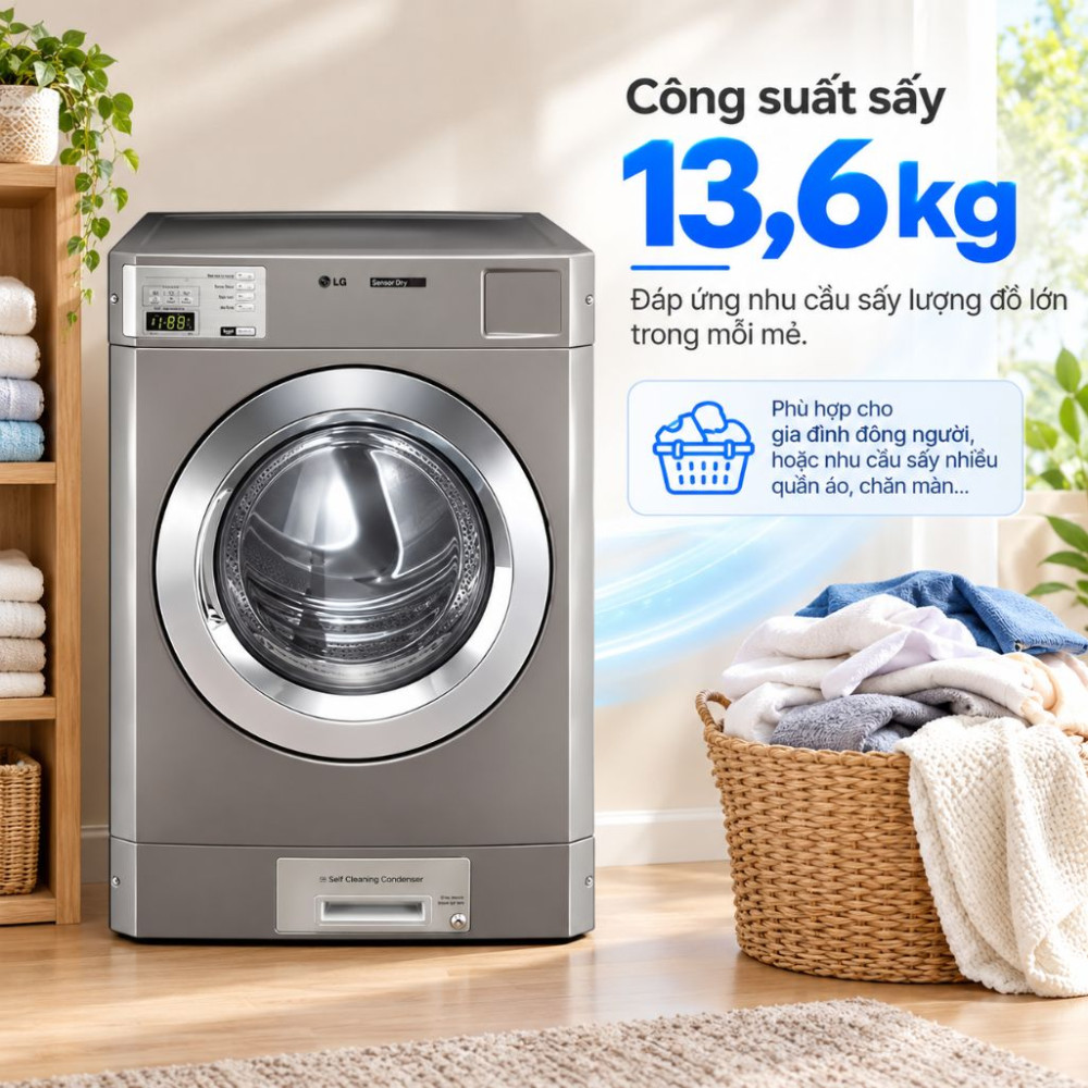 Máy sấy công nghiệp LG Inverter 13.6kg CDT29MUOPS - Hàng chính hãng