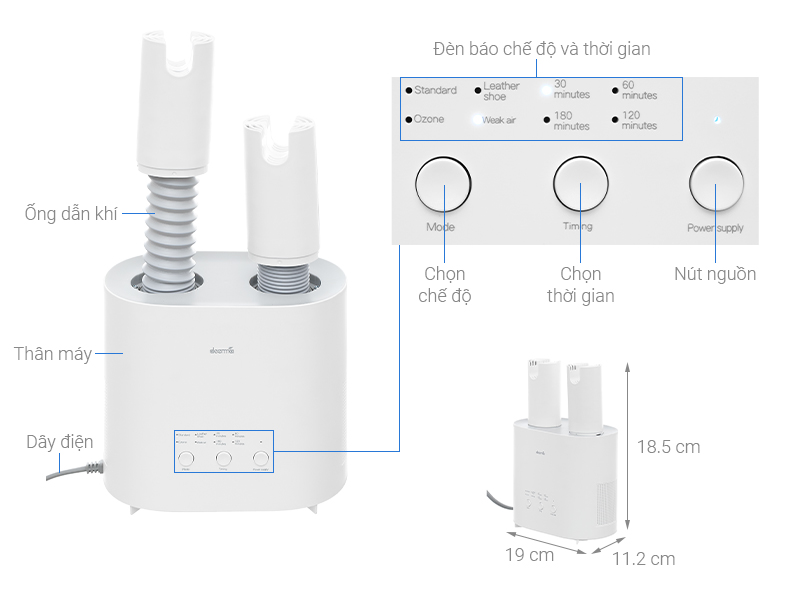 Cấu tạo của máy sấy giày Deerma HX10