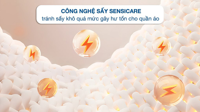 Công nghệ SensiCare với cảm biến thông minh, giúp bảo vệ sợi vải.